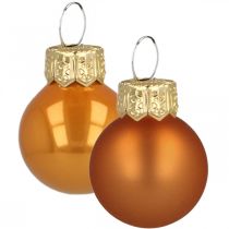 Mini kerstballen glas oranje mat/glanzend Ø2cm 45st
