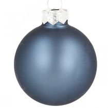 Kerstballen glas blauw mat glanzend Ø5.5cm 28st