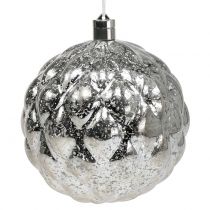 Bal plastic zilver Ø20cm met 15er LED en batterijen
