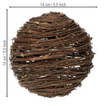 Artikel Wijnrankbol, naturel bruin, voor decoratie, Ø14cm H14cm