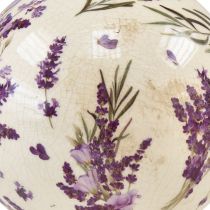 Artikel Keramieken bol met lavendelmotief keramiek decoratie paars crème 12cm