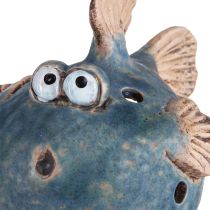 Artikel Kogelvis voor theelichtje keramiek siervis blauw 15cm 2st