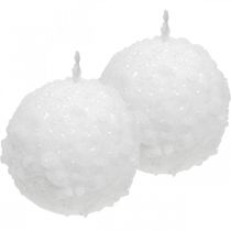Adventskaarsen, bolkaars, sneeuwbalkaarsen 80mm 4st