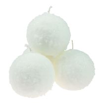 Artikel Bolkaarsen witte sneeuwbalkaarsen bolkaarsen Ø10cm 4 st