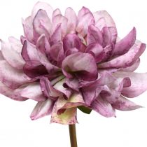 Kunstbloem Dahlia Paarse zijden bloem en knop H57cm