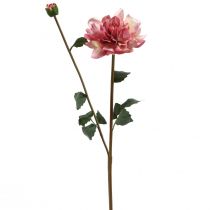 Artikel Kunstbloem dahlia roze bloesem met knop H57cm
