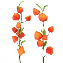 Artikel Kunstbloem oranje lantaarnbloem Physalis decoratieve zijden bloemen 93cm 2 st