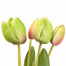 Kunstbloemen tulp groen, lentebloem 48cm bundel van 5