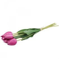 Kunstbloemen tulp roze, lentebloem L48cm bundel van 5