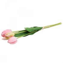 Artikel Kunstbloemen tulp roze, lentebloem 48cm bundel van 5