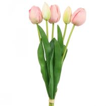 Kunstbloemen tulp roze, lentebloem 48cm bundel van 5