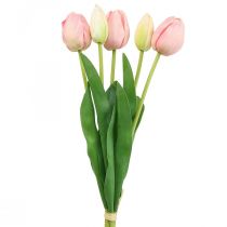 Artikel Kunstbloemen tulp roze, voorjaarsbloem 48cm bos van 5