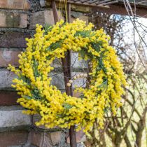 Kunstplant, zilver acacia, deco mimosa geel, 39cm 3st