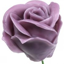 Kunstrozen lila wax rozen deco rozen wax Ø6cm 18 stuks