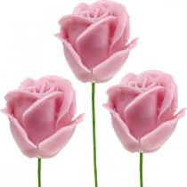 Kunstrozen roze wax rozen deco rozen wax Ø6cm 18st
