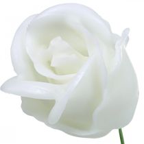 Kunstrozen witte wasrozen deco rozen was Ø6cm 18 stuks