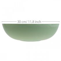 Artikel Ronde plantenbak, bloemendecoratie, kunststof schaal, container voor bloemstukken, groen, gevlekt wit, H8,5cm, Ø30cm