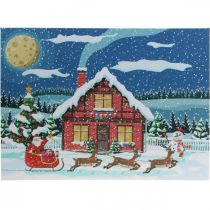 Artikel LED foto Kerstman met sneeuwpop LED muurschildering 38x28cm