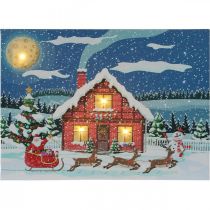 Artikel LED foto Kerstman met sneeuwpop LED muurschildering 38x28cm