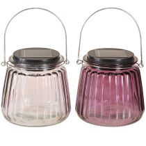 Artikel LED Tuinlamp Glas Solar voor Hangend Paars Ø10.5cm 2st