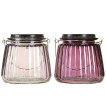 Artikel LED Tuinlamp Glas Solar voor Hangend Paars Ø10.5cm 2st