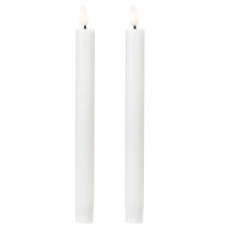 Artikel LED kaarsen witte taps toelopende kaarsen was warm wit 24,5cm 2 stuks