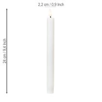 Artikel LED kaarsen witte taps toelopende kaarsen was warm wit 24,5cm 2 stuks