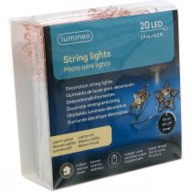 Artikel LED lichtketting stars micro LED timer binnenkant koper 1.90m