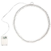 Artikel LED ring metalen decoratie om op te hangen zilver warm wit 30cm