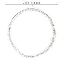 Artikel LED ring metalen decoratie om op te hangen zilver warm wit 30cm