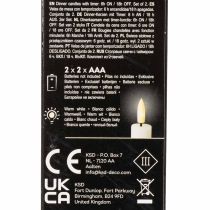 Artikel LED-kaars in wit met warm wit licht, 24 cm, met timer, 2 stuks