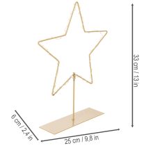 Artikel Ster met 50 LED's, metalen tafeldecoratie, werkt op batterijen, voor gebruik binnenshuis, 33 cm