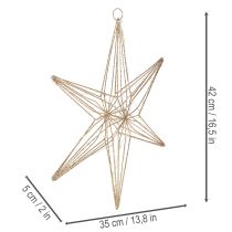 Artikel Decoratieve LED-ster van draad, hangende decoratie voor binnen, 40 LED's, warm wit, 42 cm