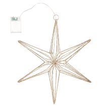 Artikel Decoratieve LED-ster van draad, hangende decoratie voor binnen, 40 LED's, warm wit, 42 cm
