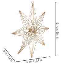 Artikel Decoratieve LED-ster van draad om op te hangen, voor gebruik binnenshuis, werkt op batterijen, 51 cm