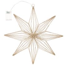 Artikel Decoratieve LED-ster van draad om op te hangen, voor gebruik binnenshuis, werkt op batterijen, 51 cm