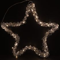 Artikel LED ster om op te hangen zilver metaal 70 LED warm wit Ø25cm