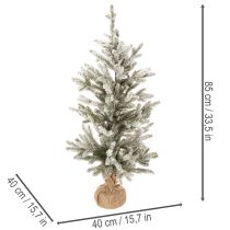 Artikel Kunstkerstboom met sneeuw in een jutezak, 40 ledlampjes, voor binnengebruik, 85 cm