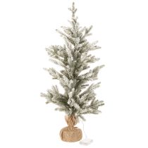 Artikel Kunstkerstboom met sneeuw in een jutezak, 40 ledlampjes, voor binnengebruik, 85 cm