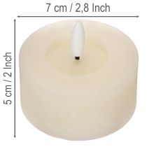 Artikel LED-theelichtje, warm wit, flikkerend effect en timer, van echt wax, werkt op batterijen, 7 cm, 2 stuks
