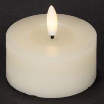 Artikel LED-theelichtje, warm wit, flikkerend effect en timer, van echt wax, werkt op batterijen, 7 cm, 2 stuks