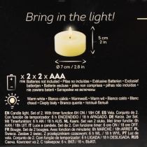 Artikel LED-theelichtje, warm wit, flikkerend effect en timer, van echt wax, werkt op batterijen, 7 cm, 2 stuks
