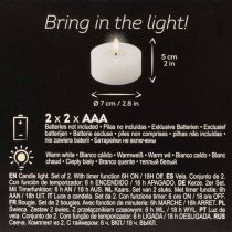 Artikel LED XL theelichtje, wit, echte was, met timer, warm wit, 6 cm, 2 stuks
