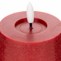 Artikel LED-zuilkaars van echte was in rood met timer en warm wit licht, 12 cm