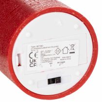 Artikel LED-zuilkaars van echte was in rood met timer en warm wit licht, 12 cm