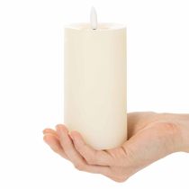 Artikel LED-zuilkaars van echte was in wit met timerfunctie, warm wit, 15 cm