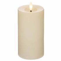 Artikel LED-zuilkaars van echte was in wit met timerfunctie, warm wit, 15 cm