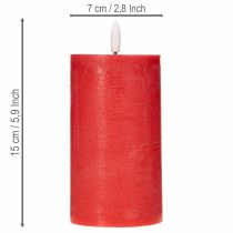 Artikel Rode LED-kaars met timer en warm wit licht, gemaakt van echte was, 15 cm