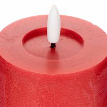 Artikel Rode LED-kaars met timer en warm wit licht, gemaakt van echte was, 15 cm