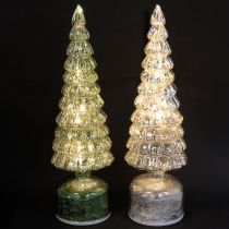 Artikel LED kerstboom draaiend groen zilver H34cm 2 stuks